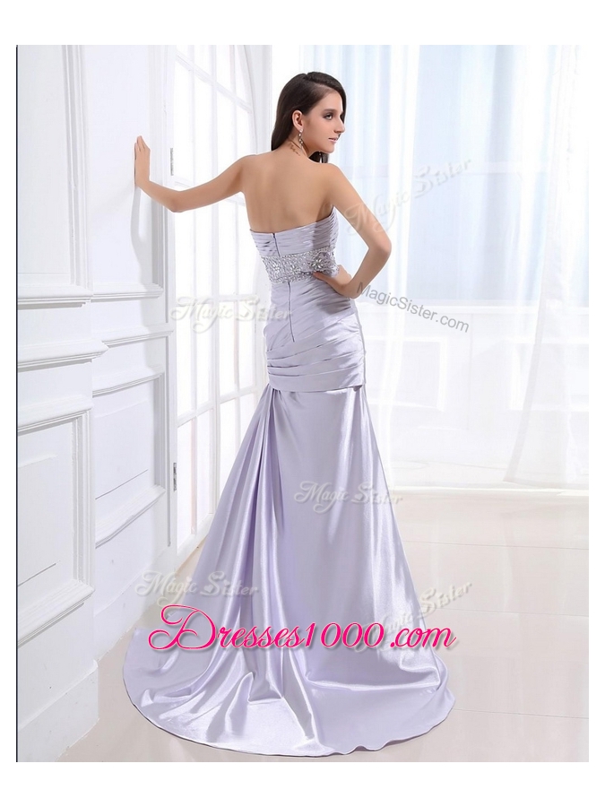 2016 Luxurious Column Sweetheart Prom Dresses with Beading and Ruching