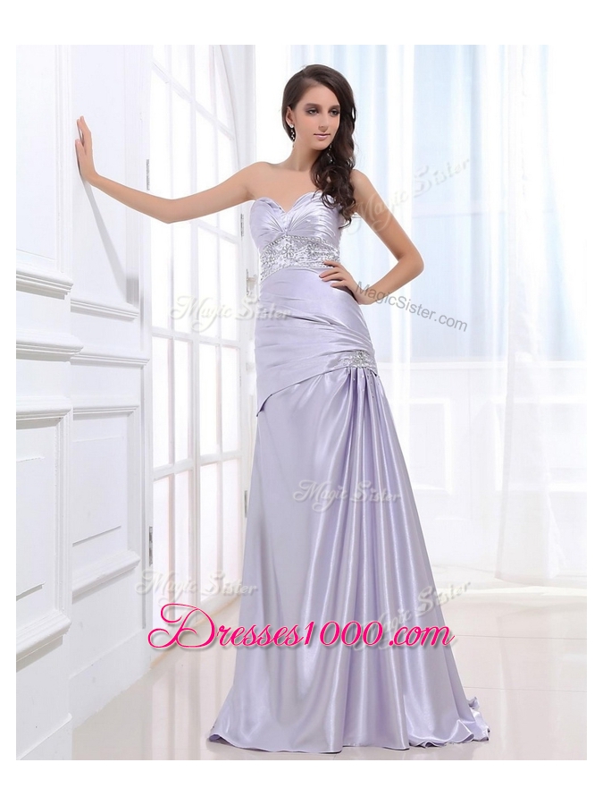 2016 Luxurious Column Sweetheart Prom Dresses with Beading and Ruching