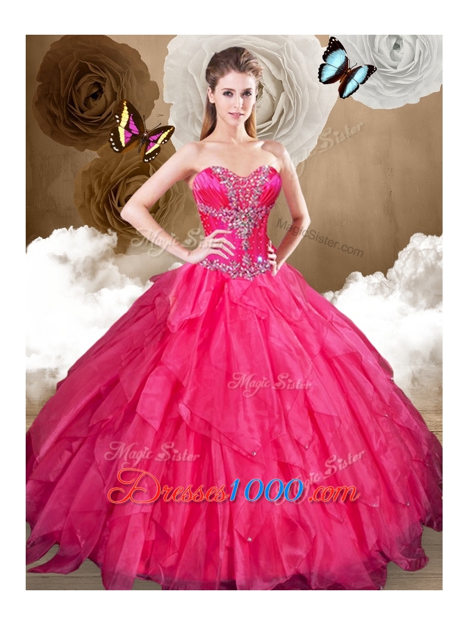 Best Sweetheart Ball Gown Sweet 16 Dresses with Beading and Ruffles
