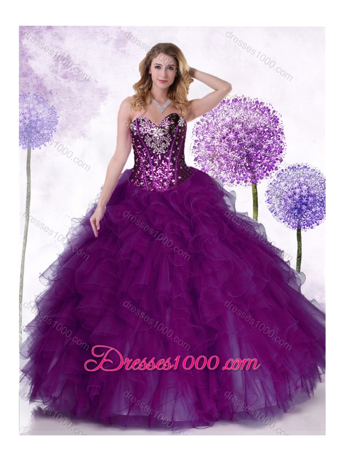 Inexpensive Ball Gown Quinceanera Dresses with Ruffles and Sequins