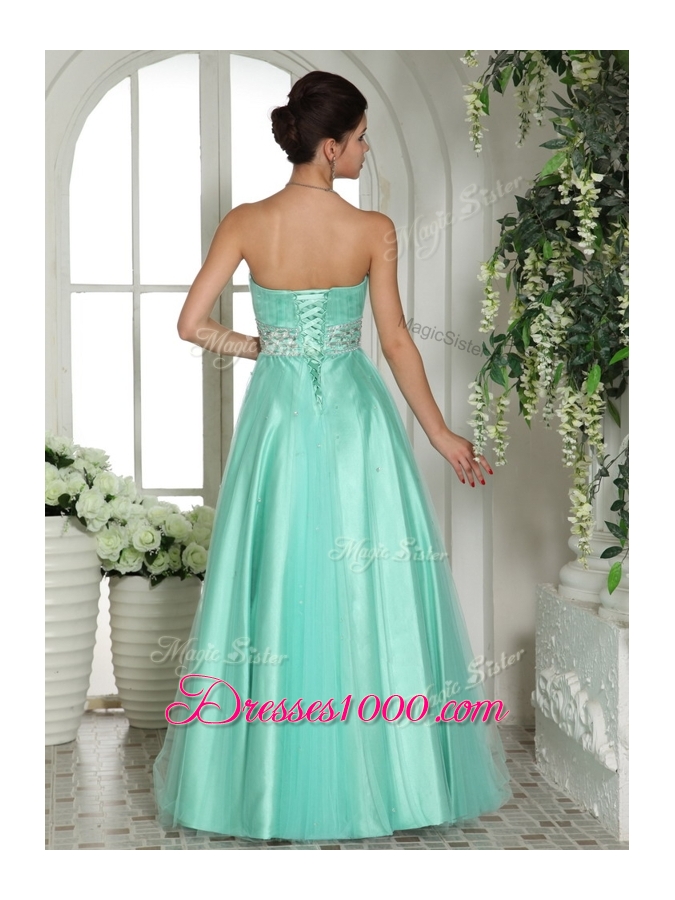 Lovely A Line Sweetheart Beading Prom Dresses in Apple Green