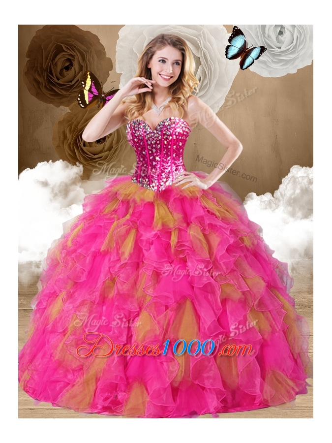 Lovely Ball Gown Sweetheart Ruffles Quinceanera Dresses in Multi Color