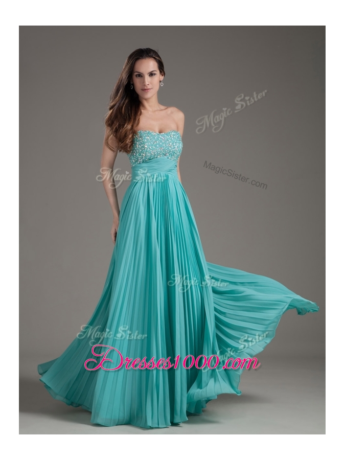 Lovely Empire Strapless Turquoise Long Prom Dress