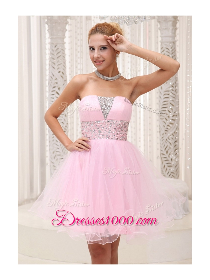 Lovely Strapless Beading Short Prom Dress for Homecoming