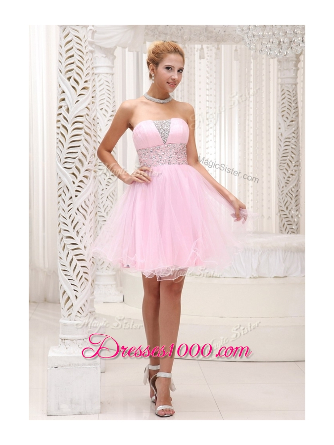 Lovely Strapless Beading Short Prom Dress for Homecoming