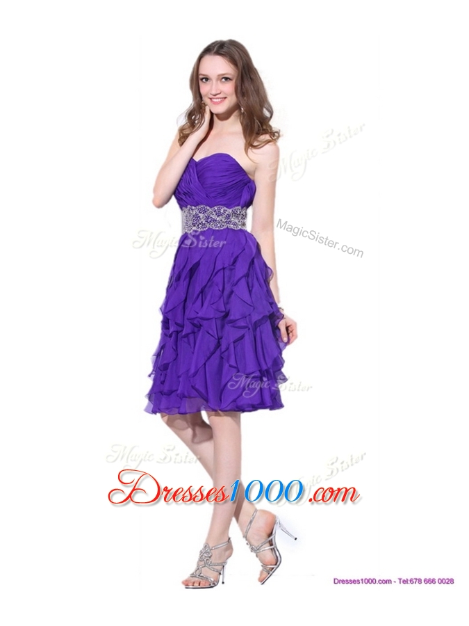 Lovely Sweetheart Knee Length Prom Dresses with Ruffles