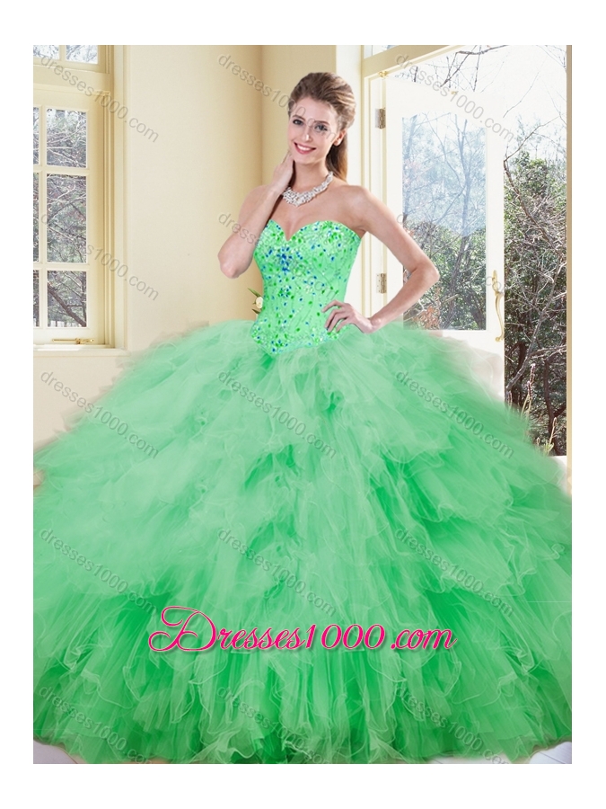 Luxurious Sweetheart Beading and Ruffles Quinceanera Dresses