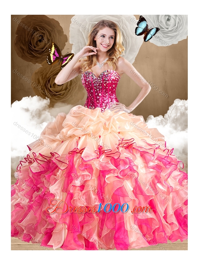New Style Multi Color Quinceanera Gowns with Beading and Ruffles