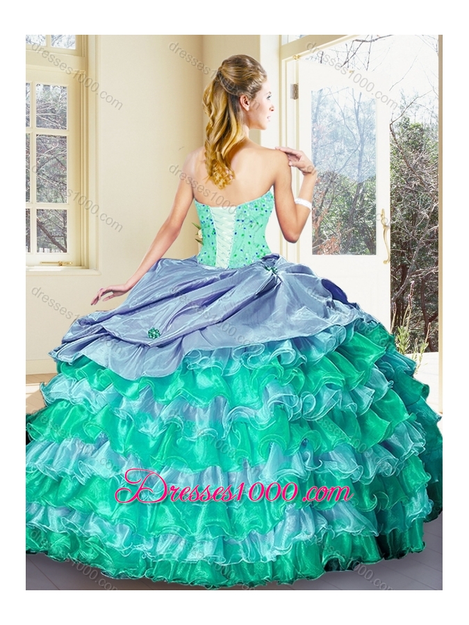 Perfect Ball Gown Multi Color Quinceanera Dresses with Ruffled Layers-1