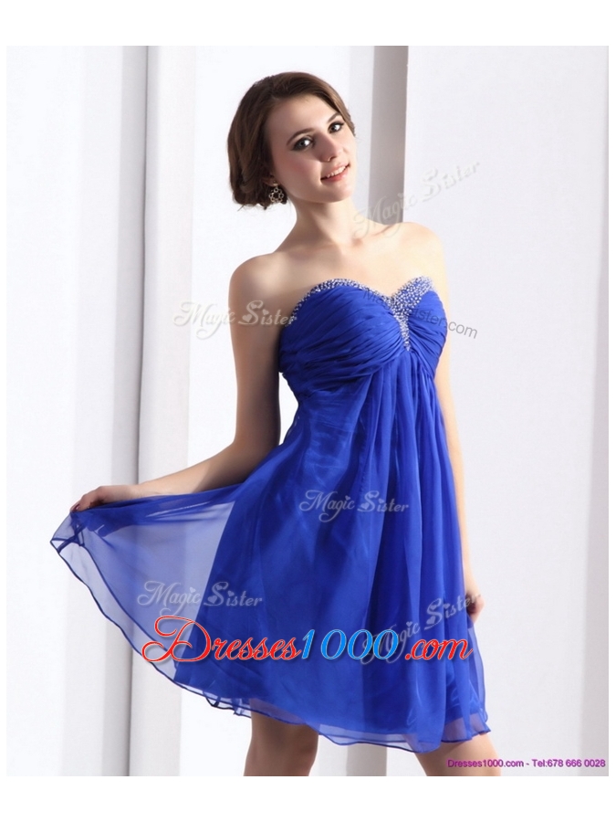 Perfect Sweetheart Beading Short Prom Dresses in Blue