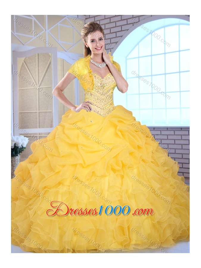 Pretty Ball Gown Sweetheart Beading and Pick Ups Quinceanera Gowns