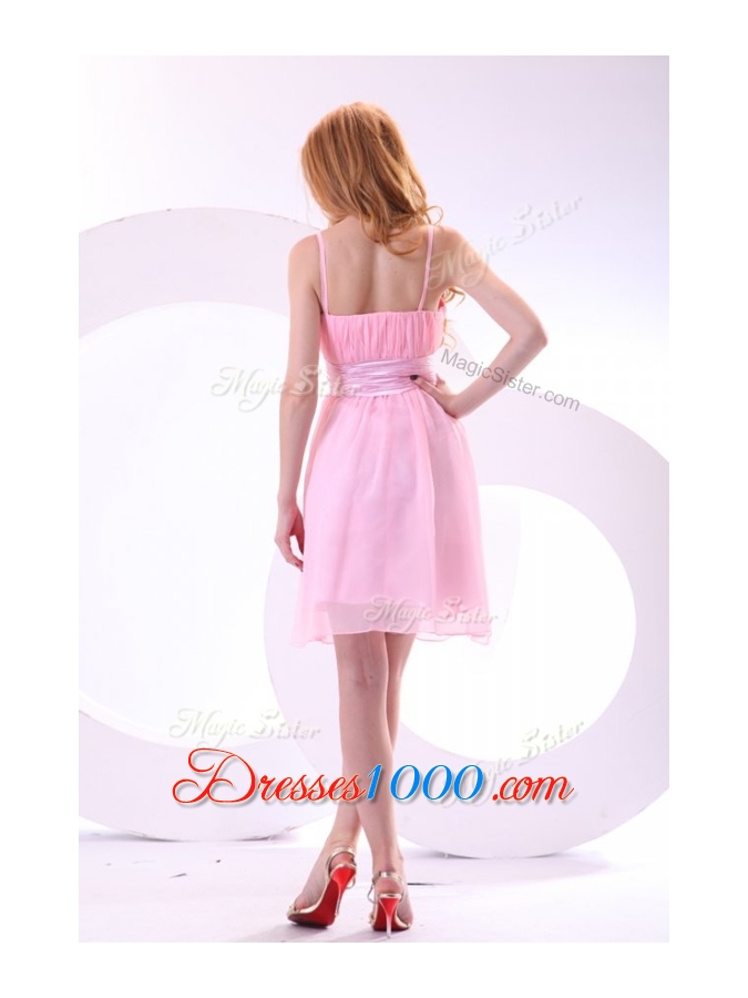 2016 Beautiful Short Pink Prom Dresses with Hand Made Flowers and Belt