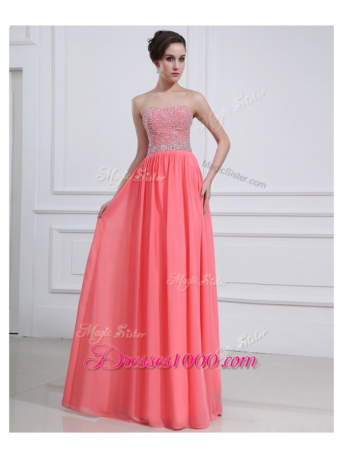 2016 Beautiful Sweetheart Watermelon Prom Dresses with Beading