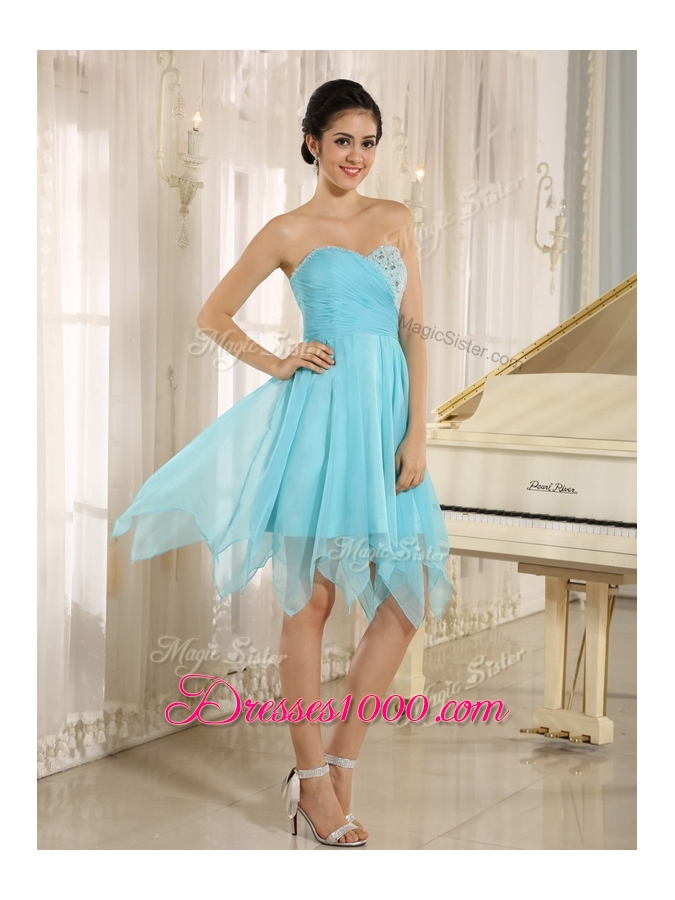 2016 Cheap Asymmetrical Sweetheart Beading Short Prom Dresses