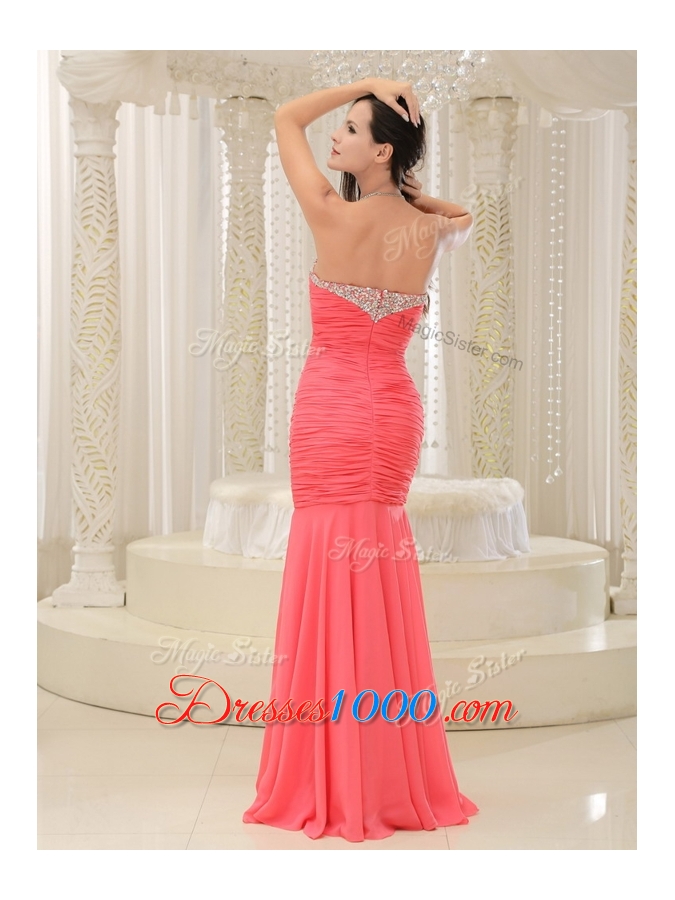 2016 New Style Mermaid Sweetheart Coral Red Prom Dress