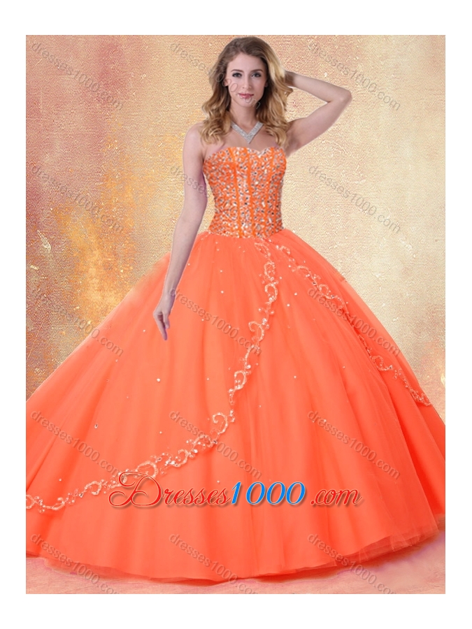 2016 Simple Ball Gown Sweetheart Beading Sweet 16 Dresses