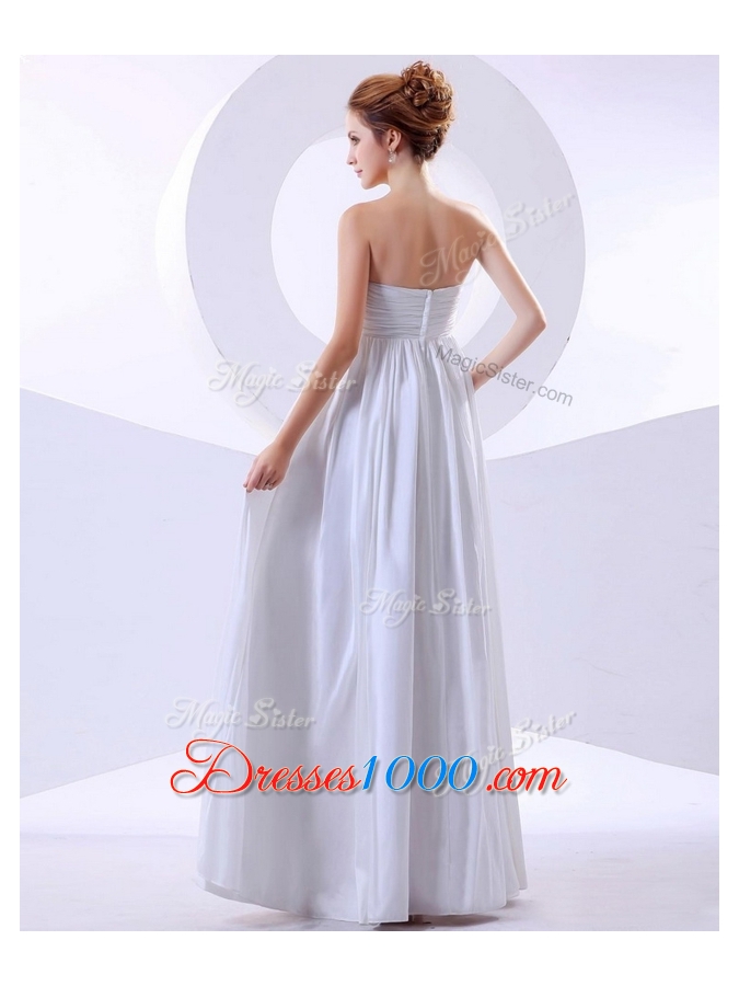 2016 Simple Empire Hand Made Flowers White Prom Dresses