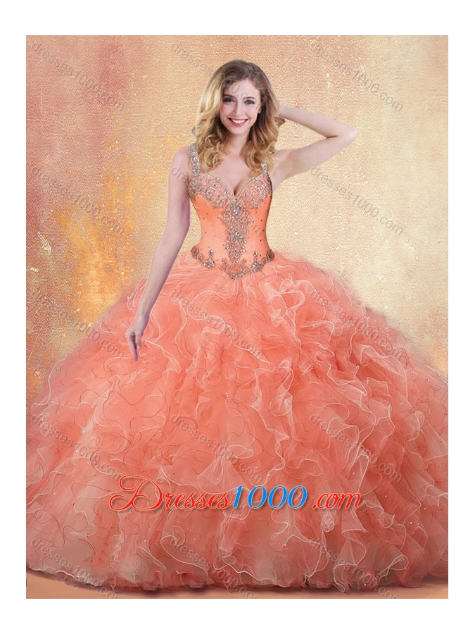 Best Straps Ball Gown Quinceanera Dresses with Ruffles and Appliques