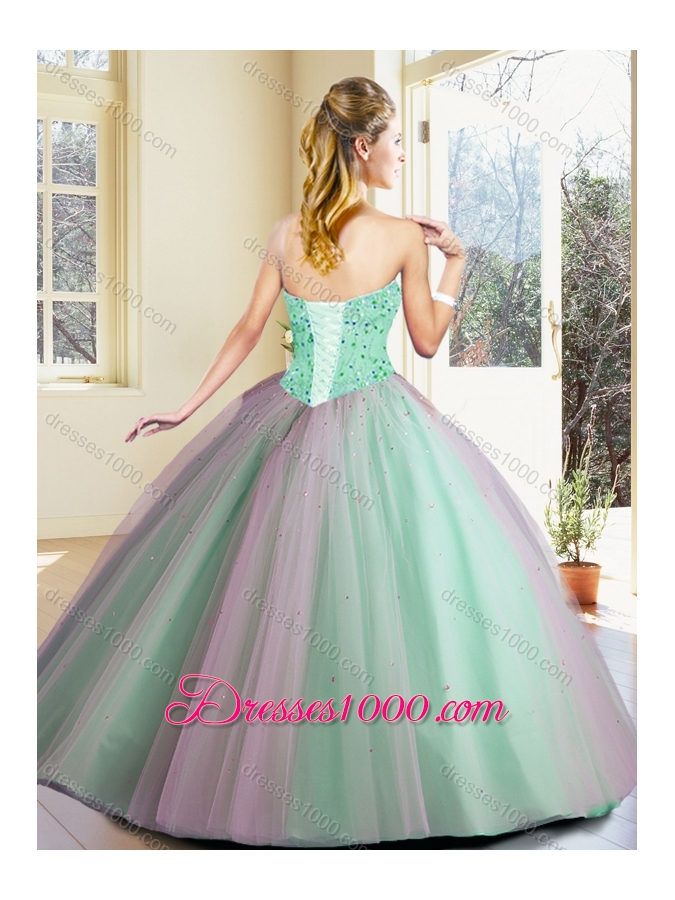 Cheap Ball Gown Beading Quinceanera Dresses in Apple Green