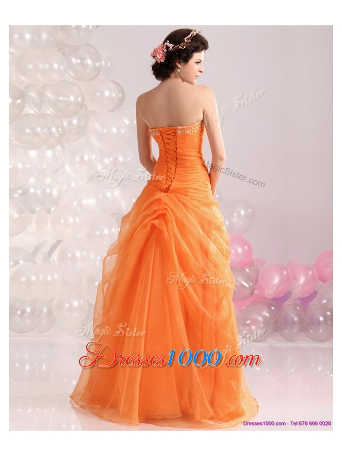 Hot Sale Strapless Beading Prom Dresses with Hand Made Flowers