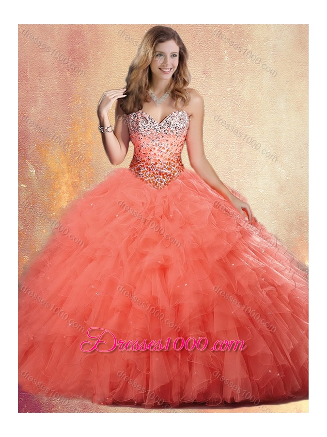Pretty Ball Gown Sweet 16 Dresses with Beading and Ruffles