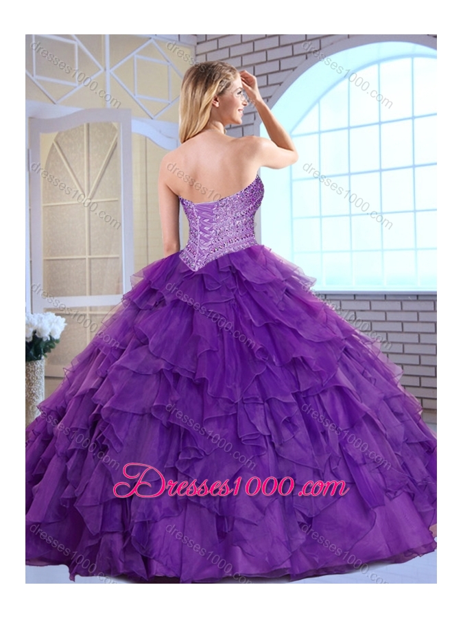 Beautiful Sweetheart Beading and Ruffles Sweet 16 Dresses in Orange