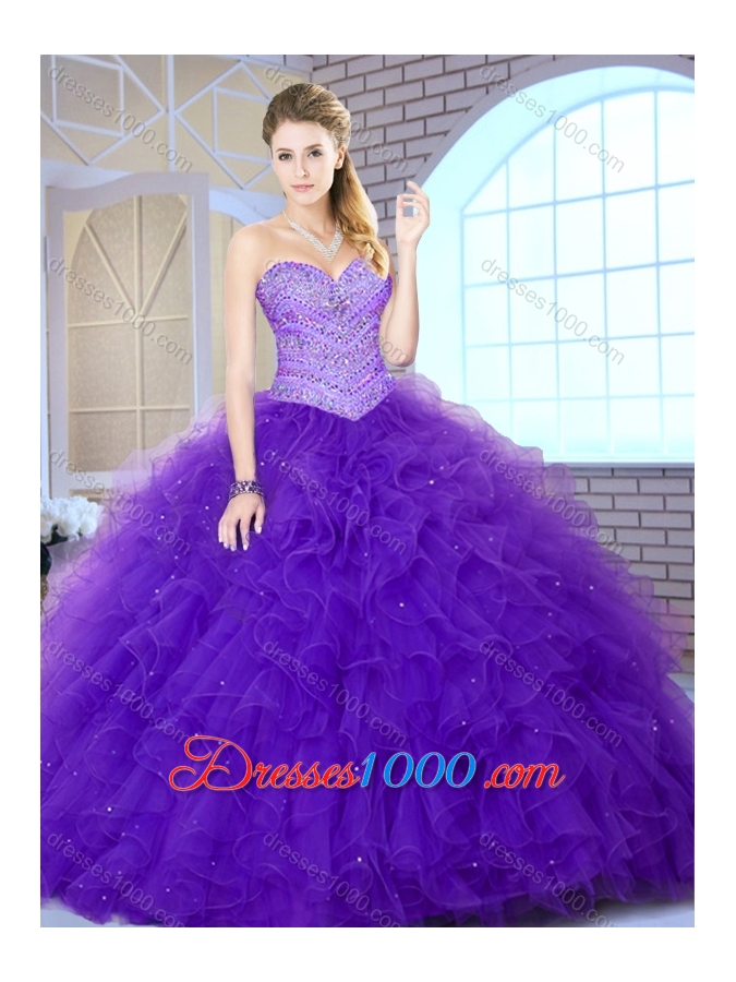Brand New Style Ball Gown Sweet 16 Gowns with Beading and Ruffles