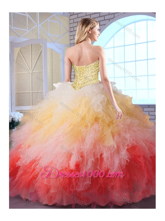 Elegant Sweetheart Multi Color Quinceanera Gowns with Beading and Ruffles
