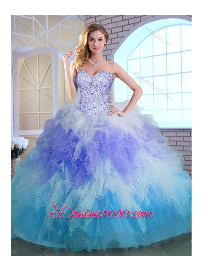 Elegant Sweetheart Multi Color Quinceanera Gowns with Beading and Ruffles