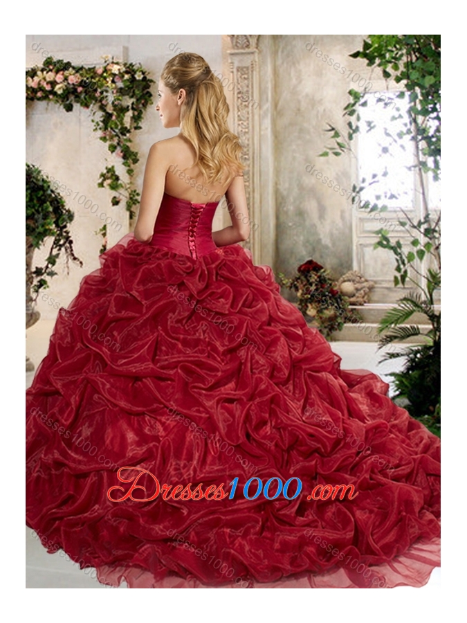 Luxurious Brush Train Quinceanera Dresses with Pick Ups and Embroidery