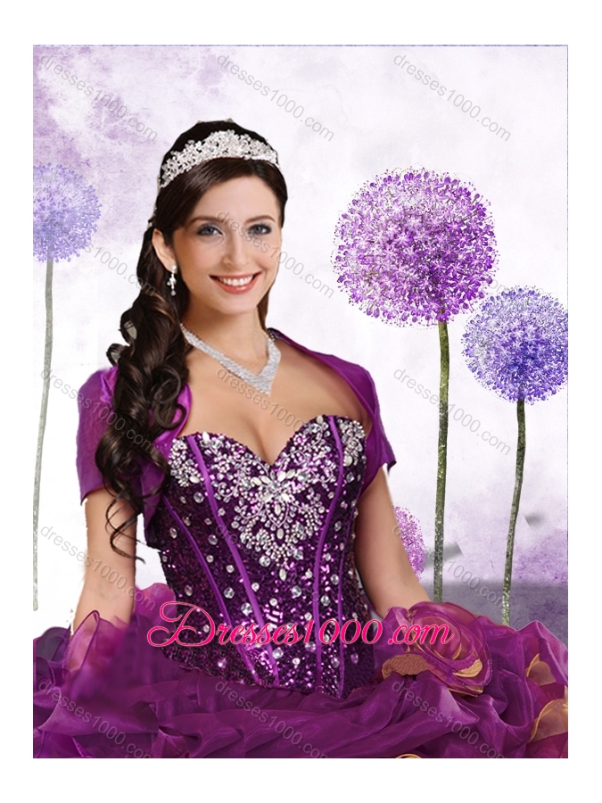 Pretty Sweetheart Beading and Ruffles Quinceanera Gowns in Multi Color