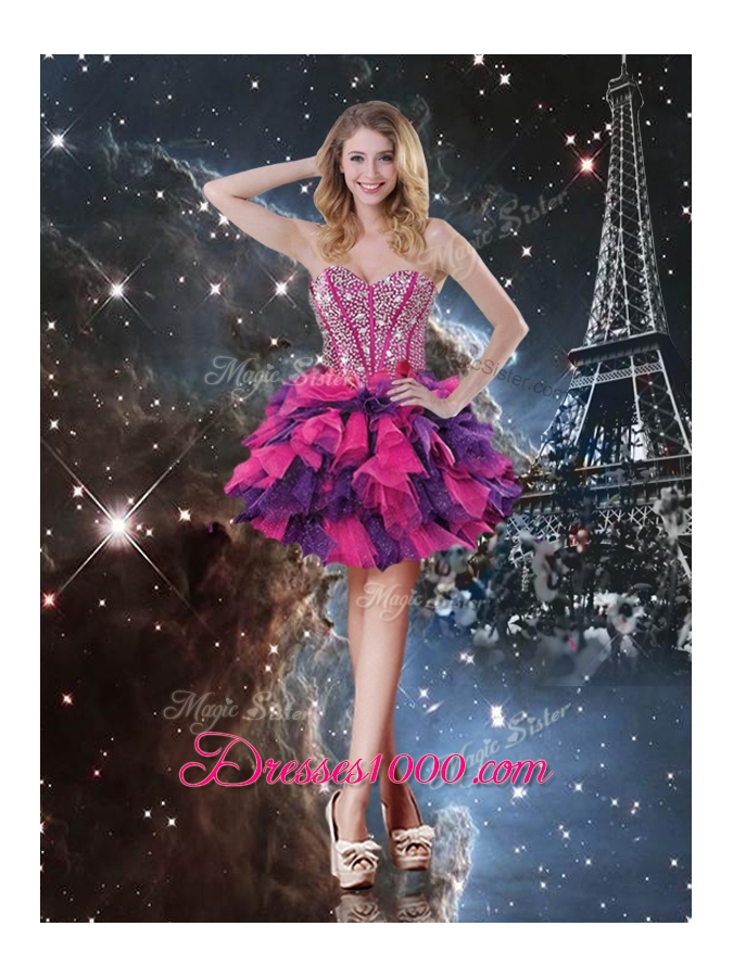 2016 Luxurious Detachable Quinceanera Gowns with Beading and Ruffled Layers