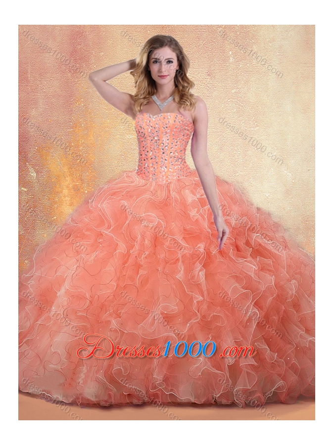 Beautiful Ball Gown Sweet 16 Gowns with Beading and Ruffles