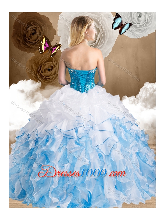 Beautiful Ball Gown Sweetheart Quinceanera Gowns with Beading and Ruffles