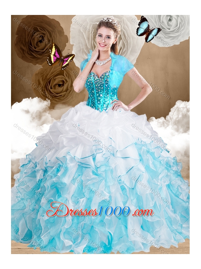 Beautiful Ball Gown Sweetheart Quinceanera Gowns with Beading and Ruffles