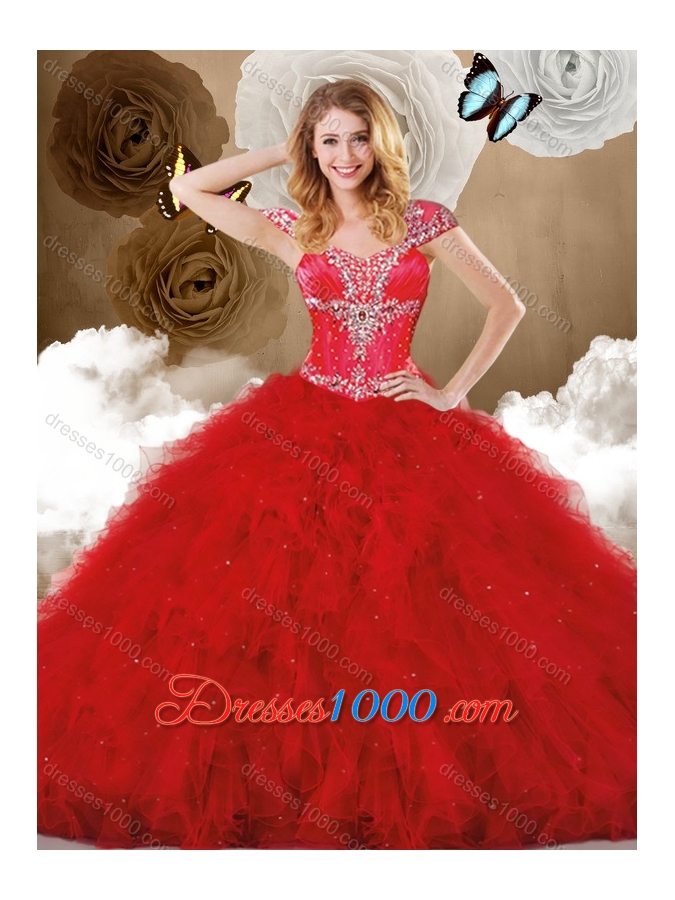 Cheap Ball Gown Sweetheart Beading and Ruffles Quinceanera Dresses