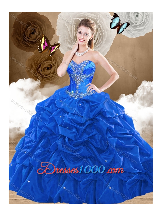 Lovely Beading and Pick Ups Sweet 16 Gowns with Brush Train