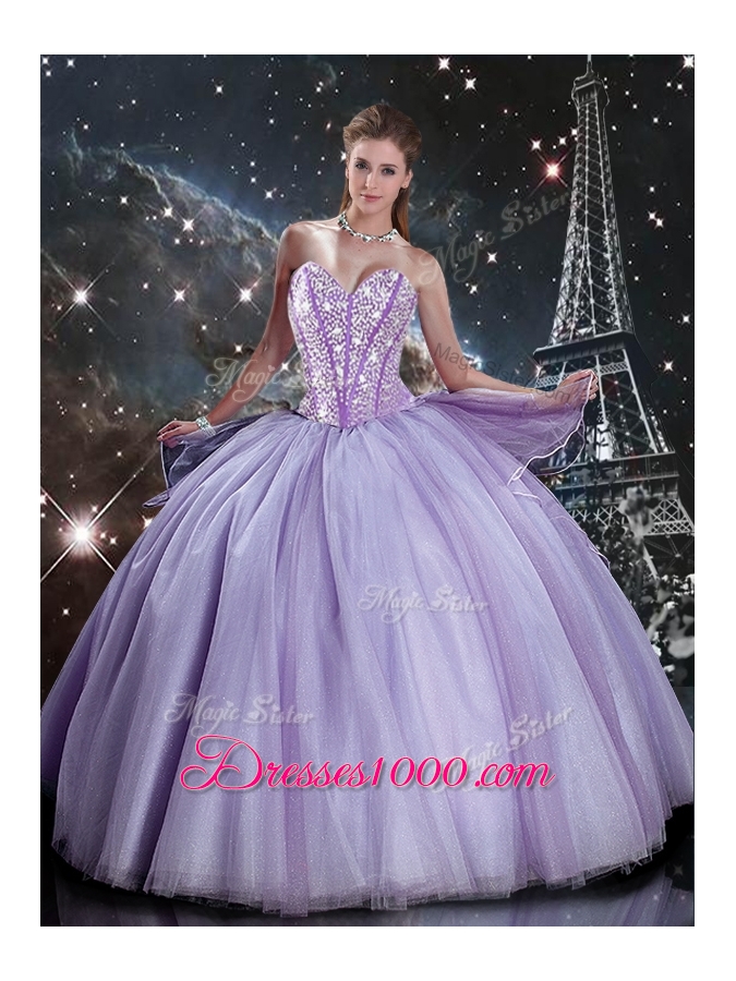 Lovely Sweetheart Beading Lavender DetachableQuinceanera Gown for 2016