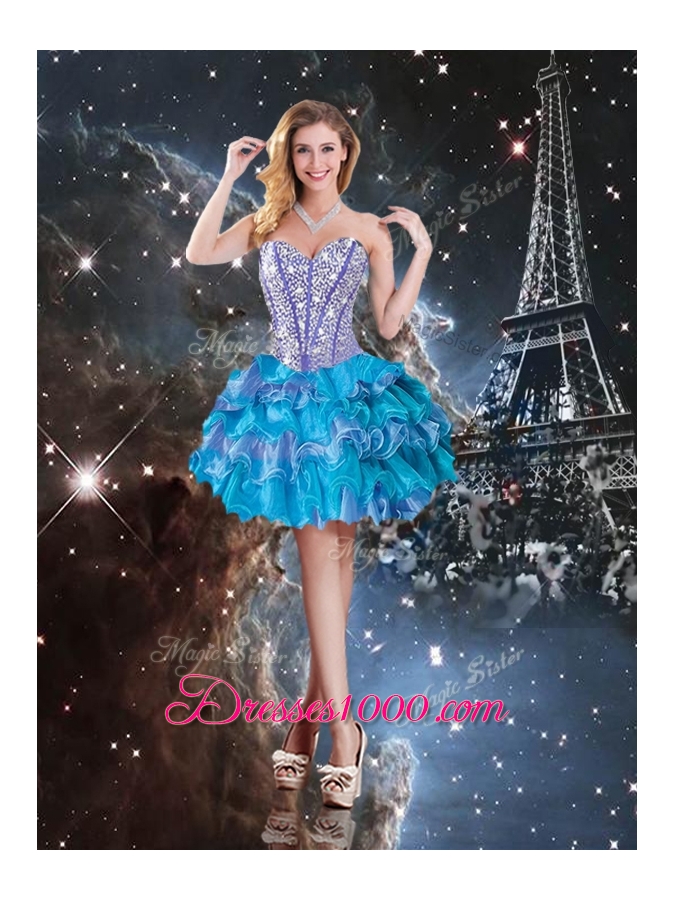 Luxurious Sweetheart Detachable Quinceanera Gowns with Beading and Ruffled Layers