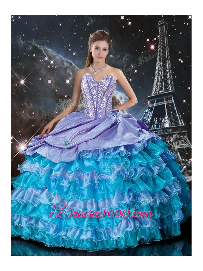 Luxurious Sweetheart Detachable Quinceanera Gowns with Beading and Ruffled Layers