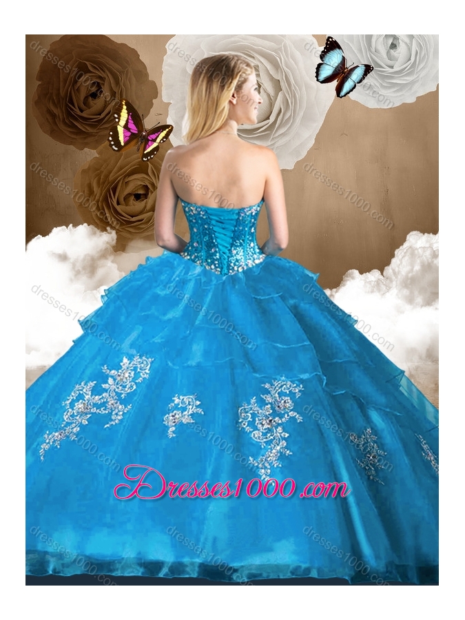 Popular Beading Quinceanera Gowns with Appliques for 2016