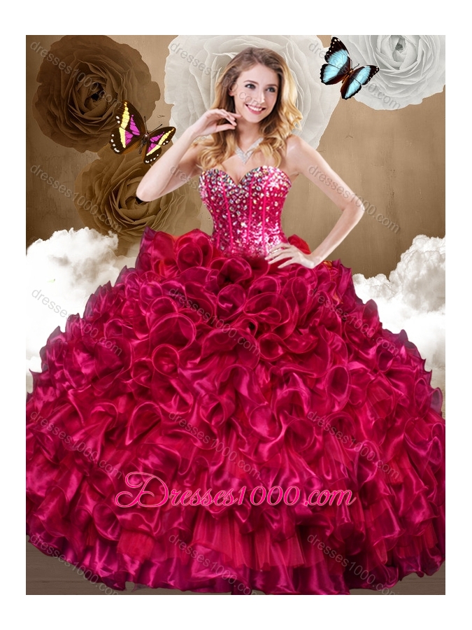 Pretty Ball Gown Sweet 16 Dresses with Beading and Ruffles