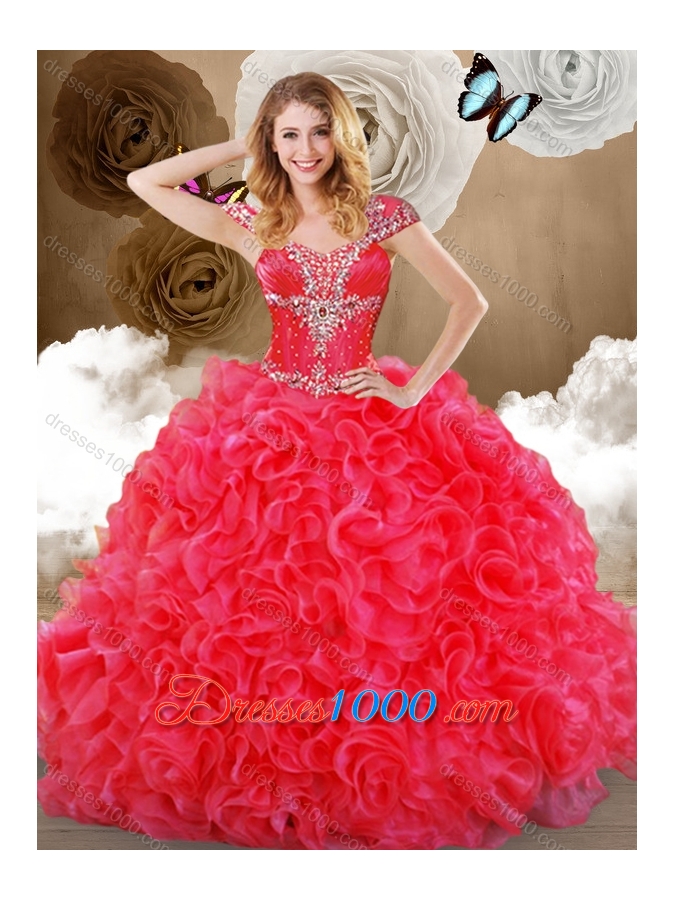 Pretty Hot Pink Sweetheart Quinceanera Gowns with Ruffles