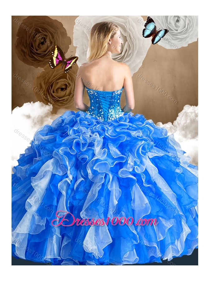 Pretty Multi Color Quinceanera Gowns with Ruffles and Beading