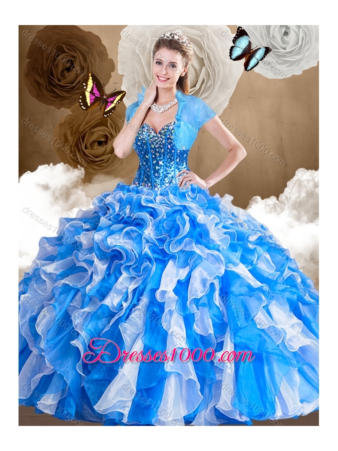 Pretty Multi Color Quinceanera Gowns with Ruffles and Beading