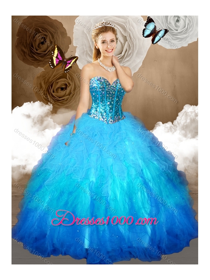 Simple Ball Gown Sweet 16 Dresses with Beading and Ruffles