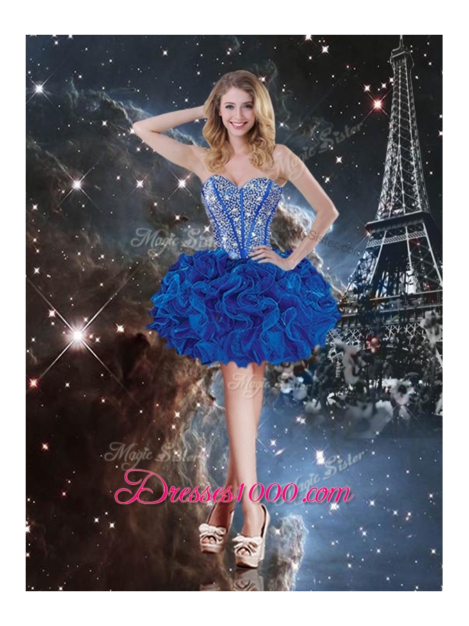 2016 New Style Sweetheart Detachable Beading Quinceanera Gowns in Blue