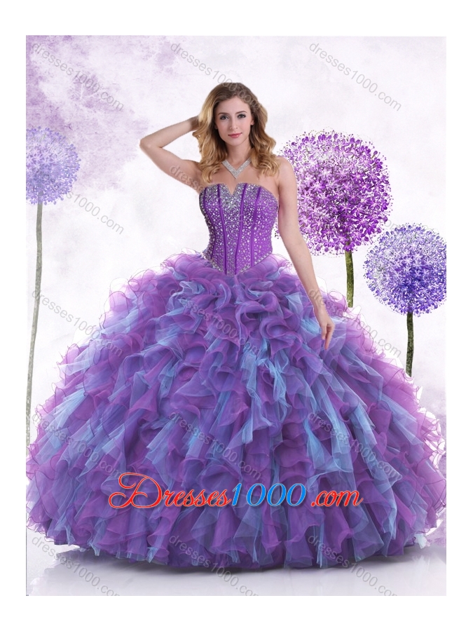 New Style Strapless Beading and Ruffles Sweet 16 Dresses