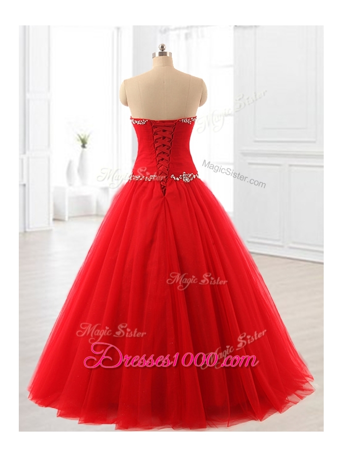 Perfect A Line Beading Tulle Quinceanera Dresses for 2016