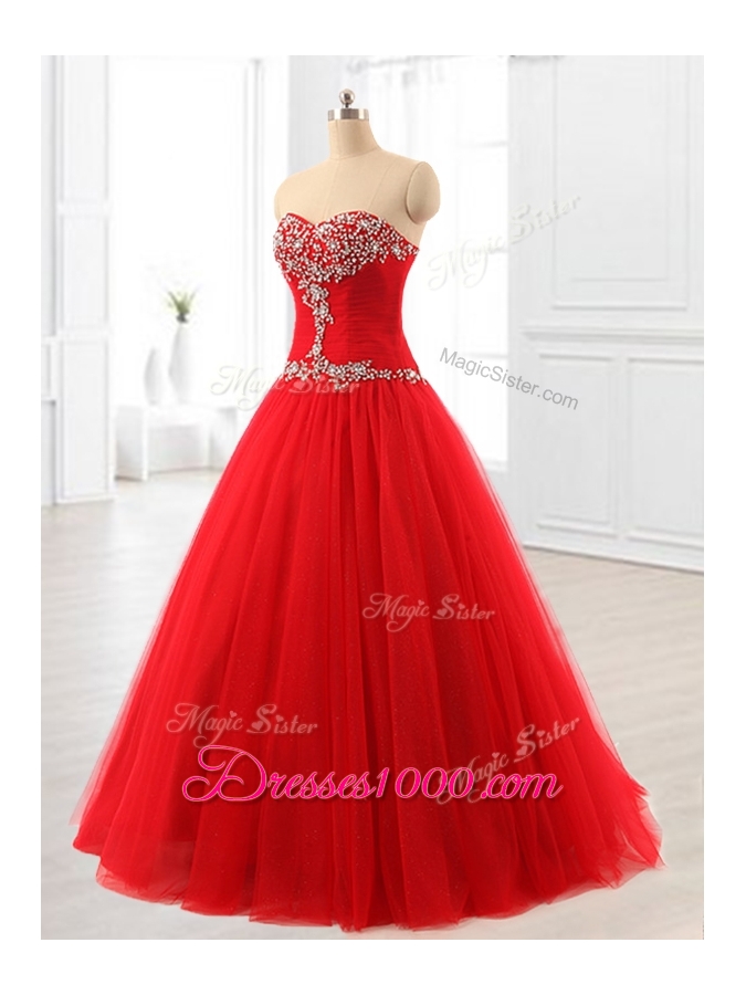 Perfect A Line Beading Tulle Quinceanera Dresses for 2016